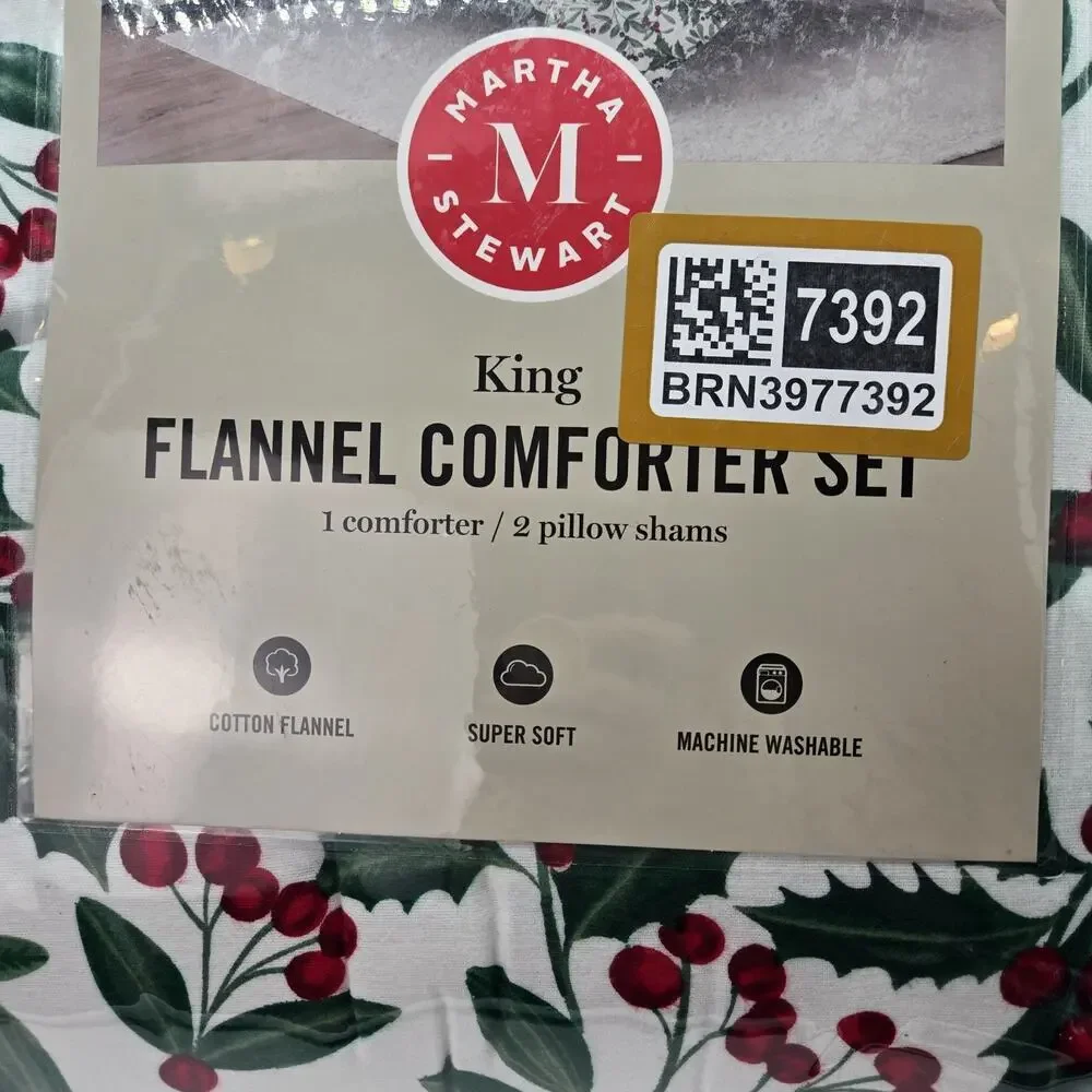 Martha Stewart Deck The Halls 3 Pc KING Comforter Set 108
